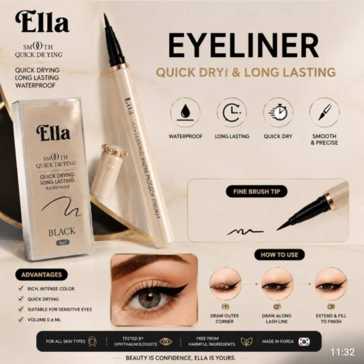 خط چشم مشکی ماژیکی ضد آب  اِلا Ella